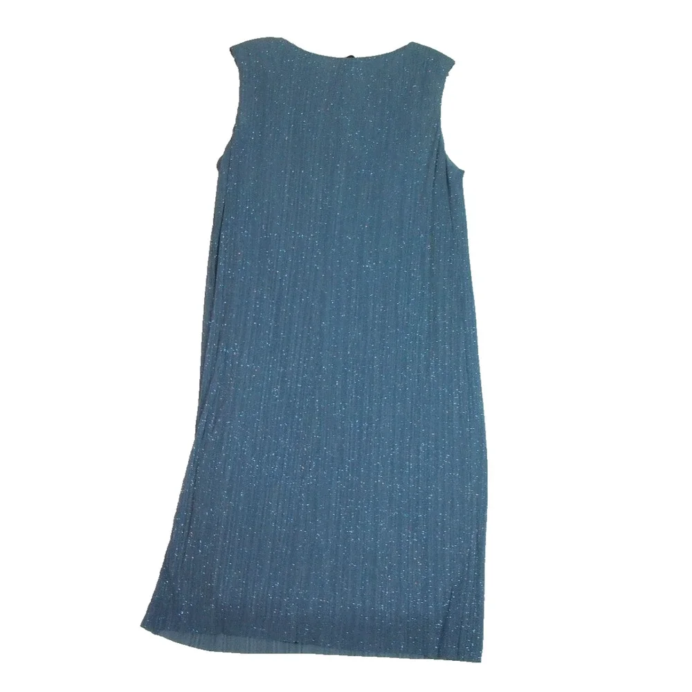 R&M Collection Womens Blue Sleeveless Sheath Beaded Rhinestone Dress w/Jacket 16